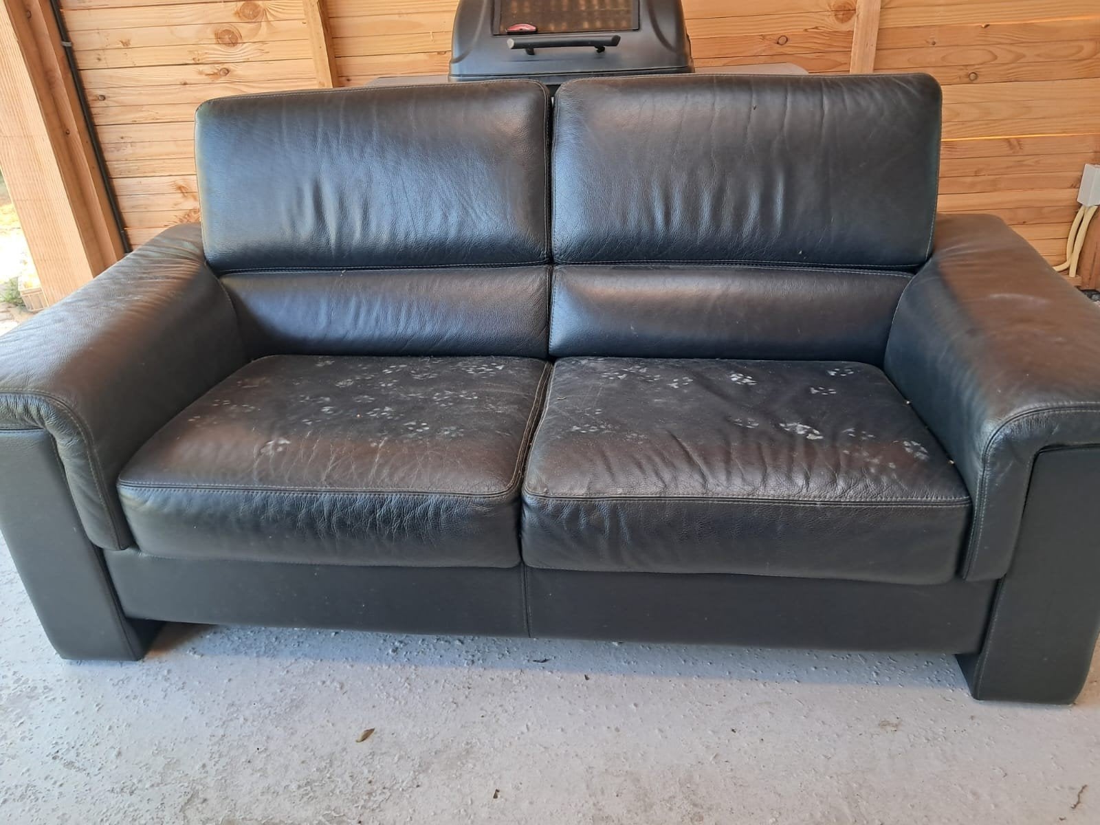 Bankstel leer leren bankstel gratis ophalen af te halen, Ophalen, Gebruikt, 75 tot 100 cm, Leer