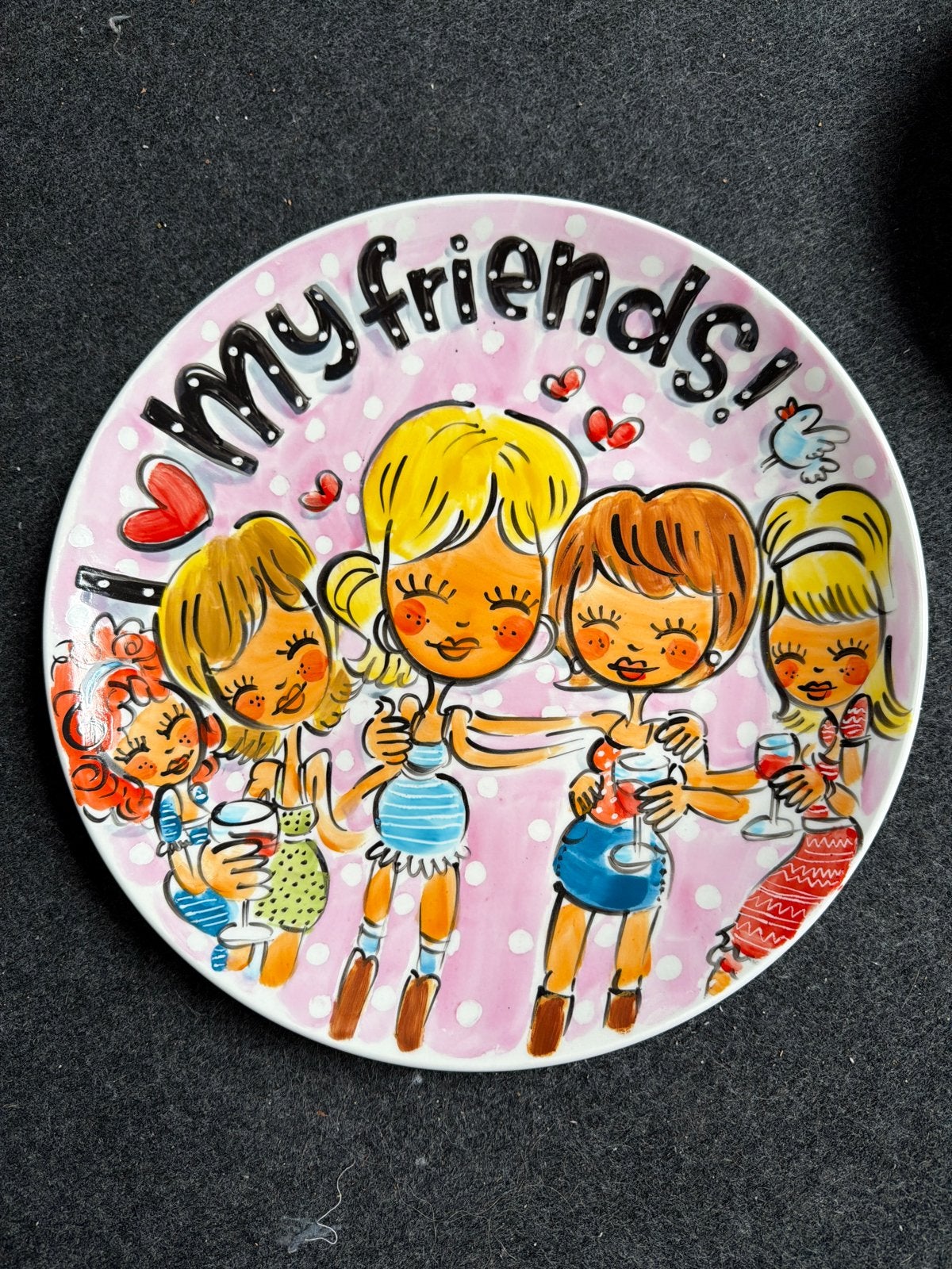 Blond Amsterdam LE schaal "My Friends" 2010, Gebruikt, Handbeschilderd, Porselein of Keramiek, Schaal