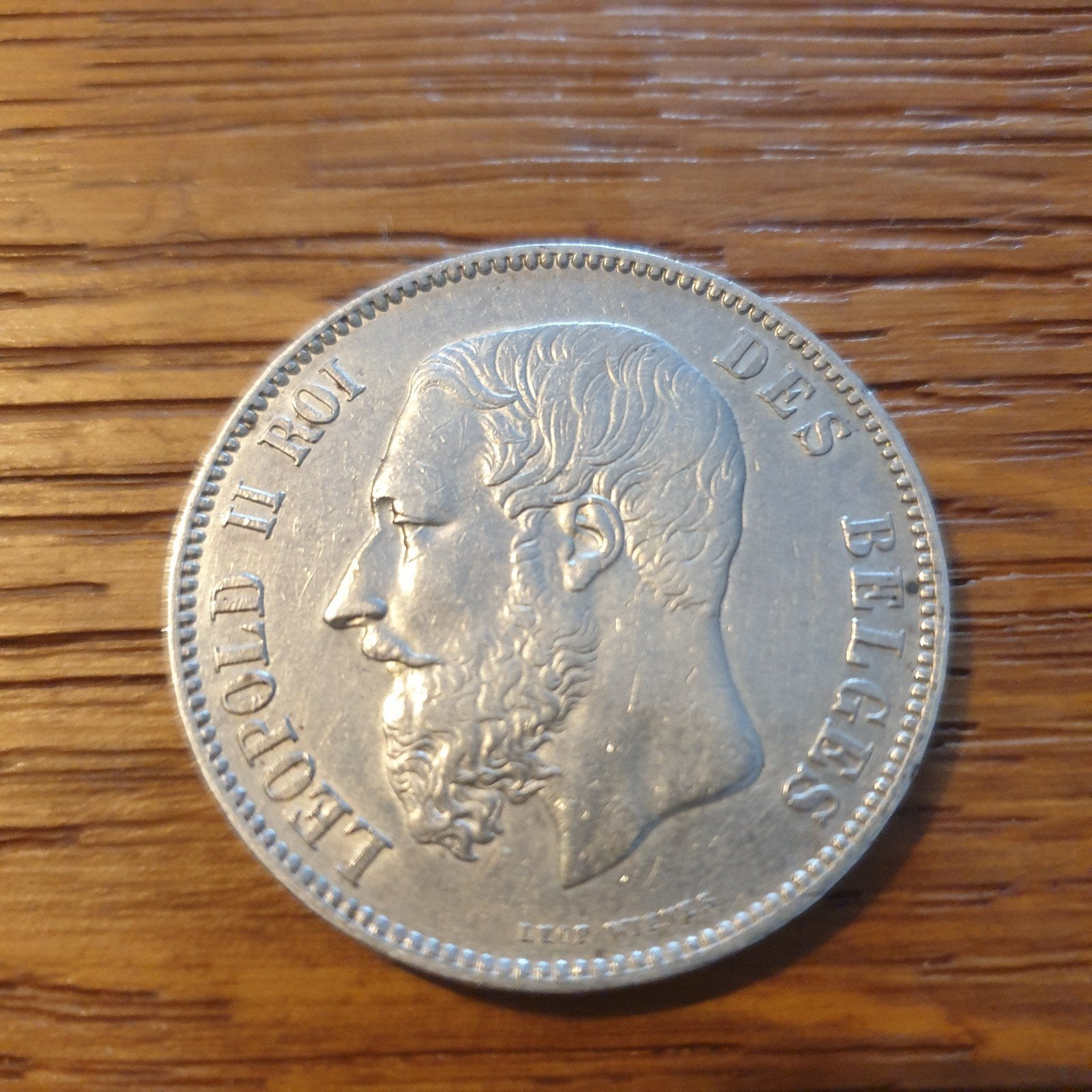 Belgische 5 Frank Leopold II munt 1874 Zilver, Postzegels en Munten, Zilver, Ophalen of Verzenden, Losse munt, Zilver