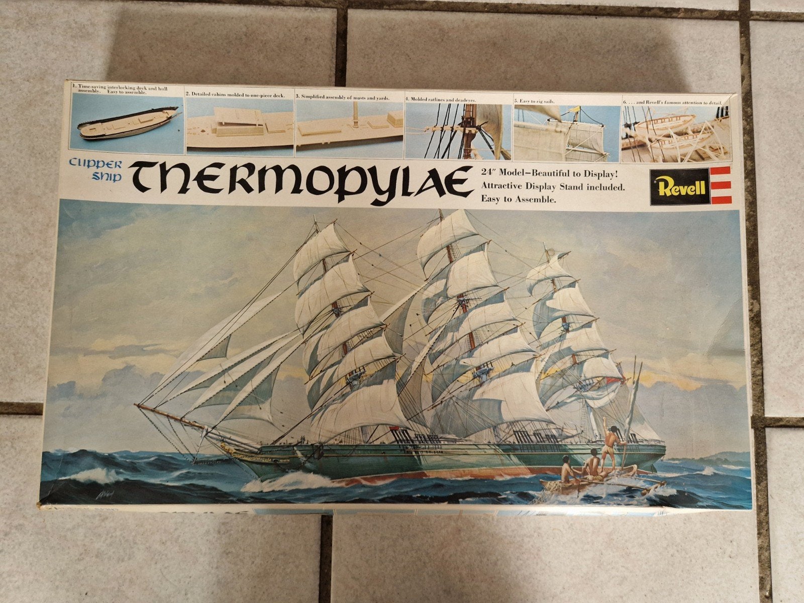 Zeldzame Vintage Revell 1:96 / 24" Clipper Ship Thermopylae, Ophalen, 1:50 tot 1:200, Revell