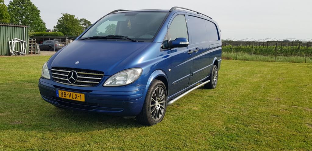 Mercedes-Benz Vito 3.0 V6 AUT APK2027 LANG dubbel schuifdeur, Auto's, Automaat, Achterwielaandrijving, Zwart, Blauw