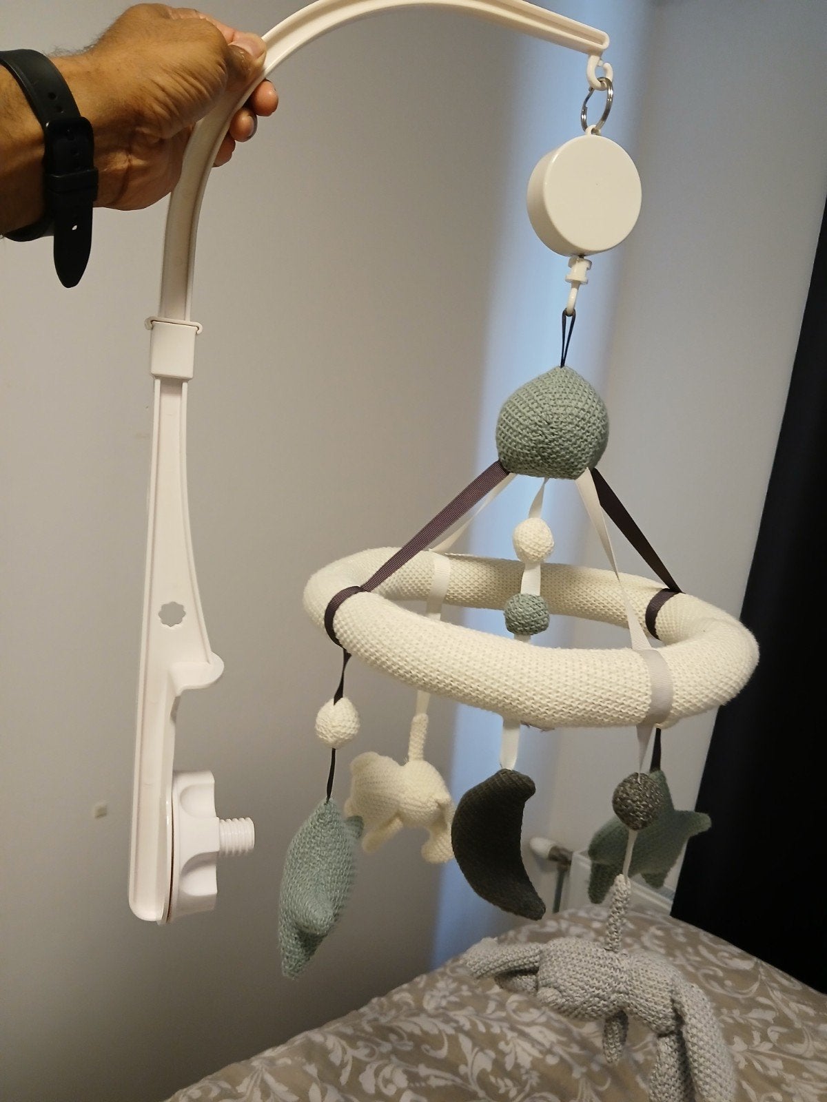 Mooie baby mobiel met gehaakte figuren, Ophalen of Verzenden, Gebruikt