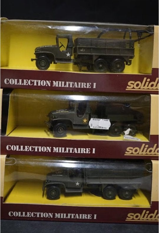 3 verschillende Solido GMC militaire vrachtwagens 1/50 - TOP, Ophalen of Verzenden, Bus of Vrachtwagen, Overige merken