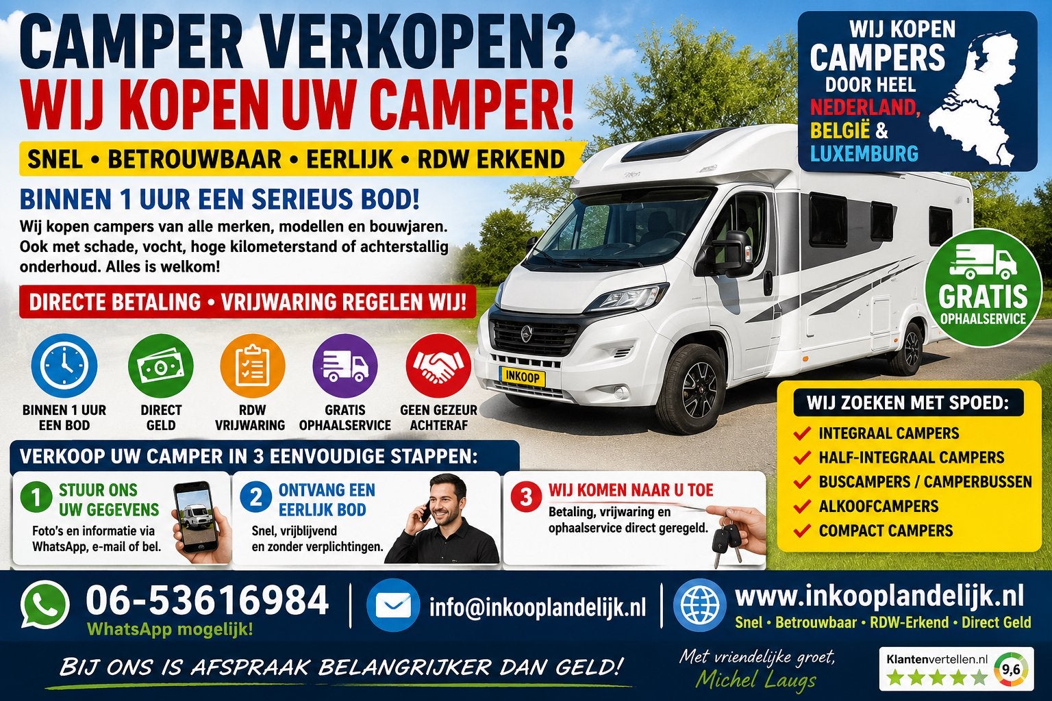 CAMPER VERKOPEN? WIJ KOPEN UW CAMPER MET SPOED DIRECT! 💶