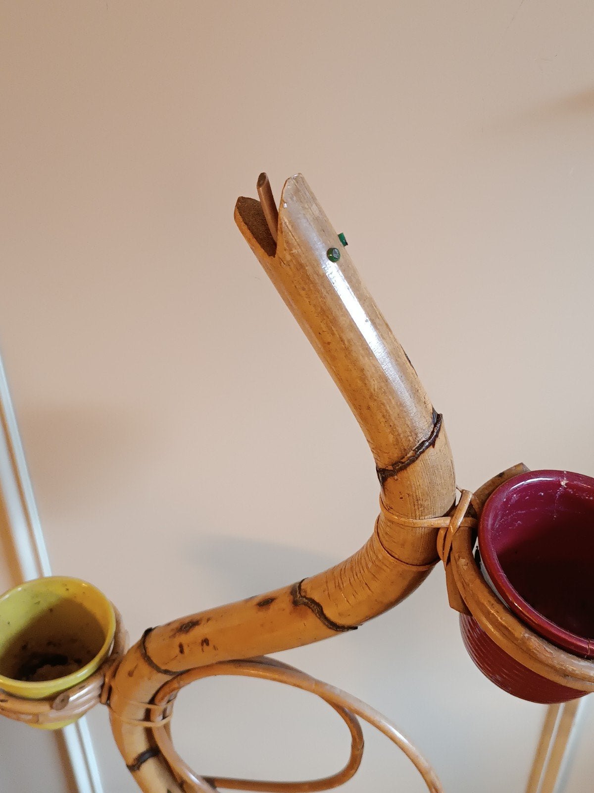 Plantenstandaard Bamboe Rotan Slang/Snake 1960, Ophalen, Zo goed als nieuw