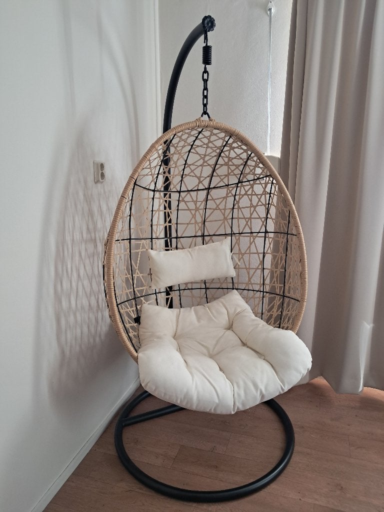 Hangstoel Swing Naturel Xenos + standaard en kussens, Ophalen, Overige materialen, Overige kleuren, Zo goed als nieuw