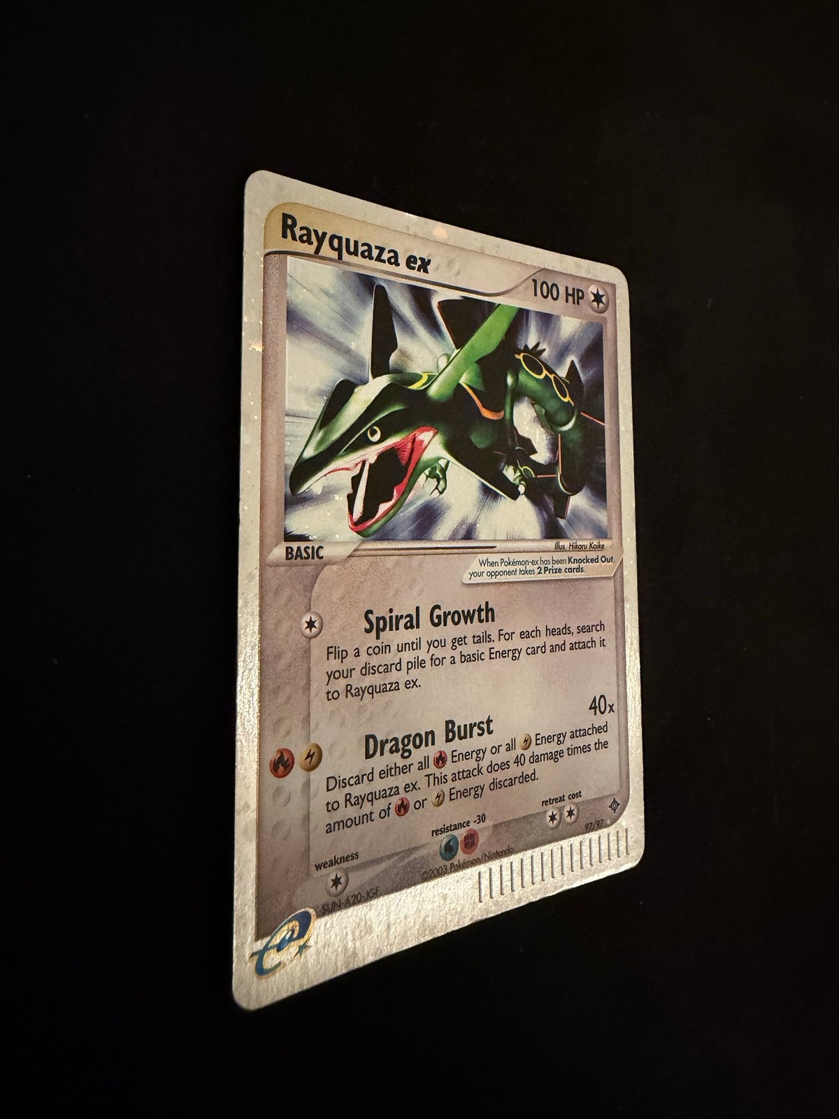 Rayquaza ex Pokémon kaart (97/97) - Holo, Ophalen of Verzenden, Gebruikt, Losse kaart, Foil