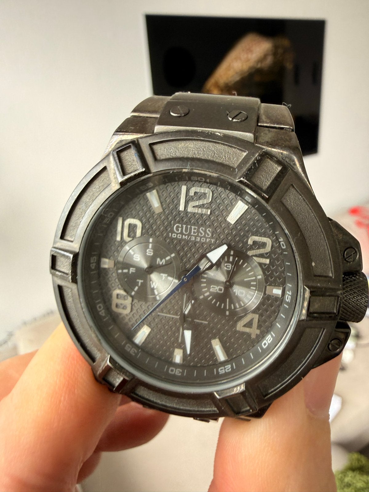 Guess Herenhorloge W0218G1 - Zwart Stalen Band, Sieraden, Tassen en Uiterlijk, Gebruikt, Staal, Polshorloge, Ophalen