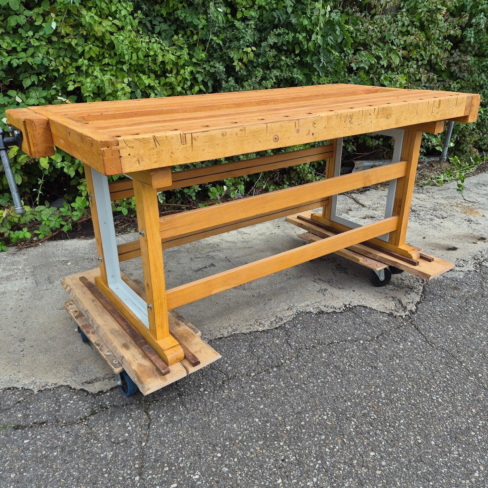 Grote, stoere werkbank Hofmann & HAMMER, Ophalen, Gebruikt, 170 cm of meer, Bankschroef