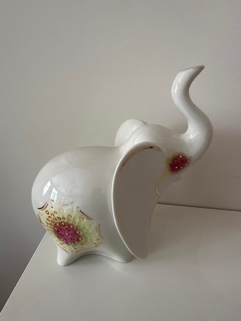 Witte olifant decoratie met gouden accenten, Huis en Inrichting, Woonaccessoires | Overige, Ophalen, Wit, Steen/keramiek, Klassiek