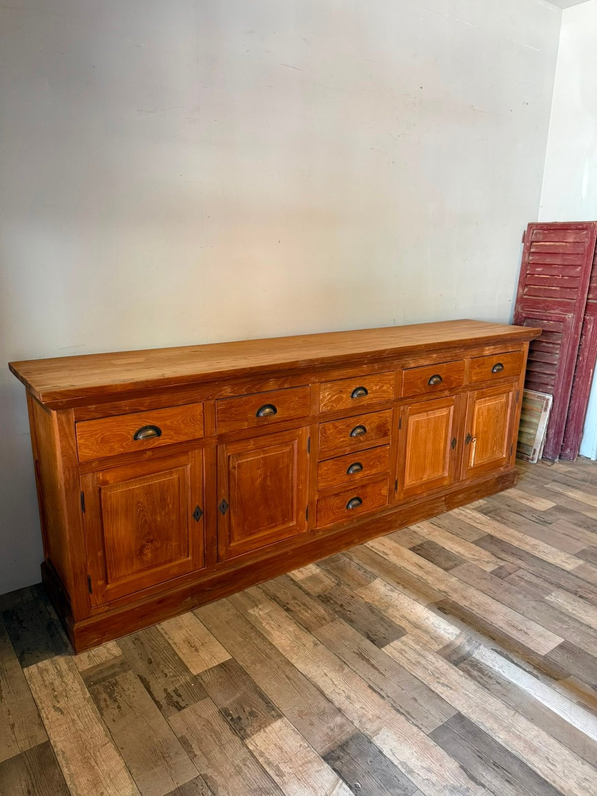 Dressoir gerecycled teakhout, teak wandkast, Huis en Inrichting, Kasten | Dressoirs, Info@scholtens-antiek.nl, Met deur(en), Slim meubelen