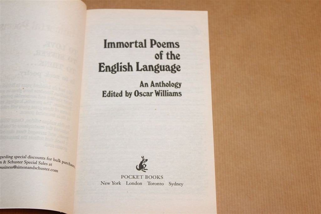 Immortal Poems of the English Language — Anthology 1989, Ophalen of Verzenden, Gelezen