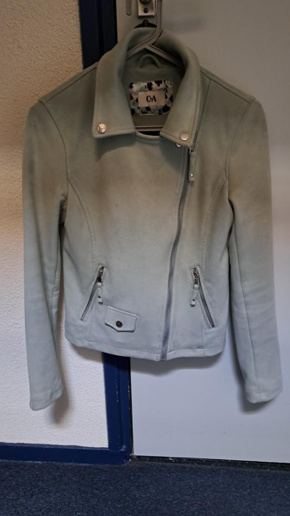 C&A Bikerjack Maat 36 - Lichtgroen Suède Look, Ophalen of Verzenden, Maat 36 (S), Groen, Gedragen