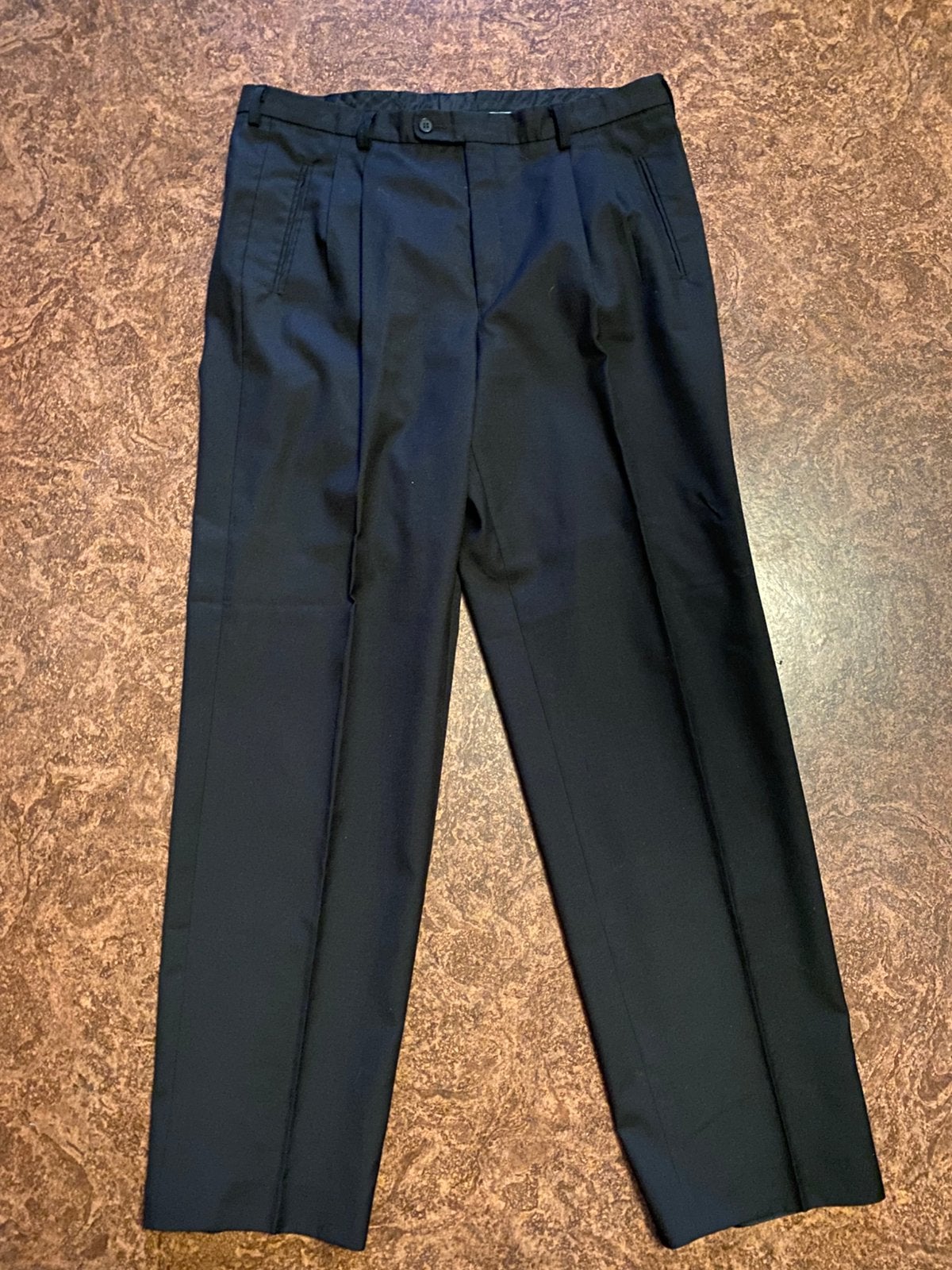 (TIP DE BRUIN) ZWARTE WOLBLEND PANTALON 54, Kleding | Heren, Ophalen of Verzenden, Gedragen, Maat 52/54 (L), Zwart