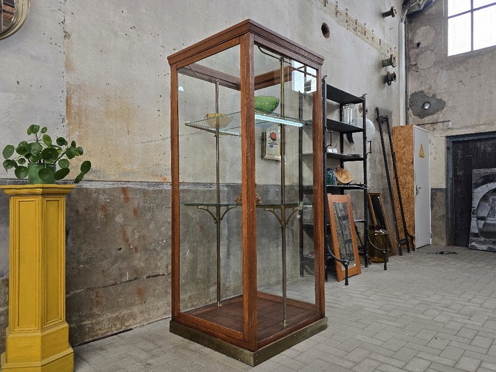 Museum Vitrine Antiek Engels Vintage Eiken Hout Vitrine Kast, Ophalen of Verzenden
