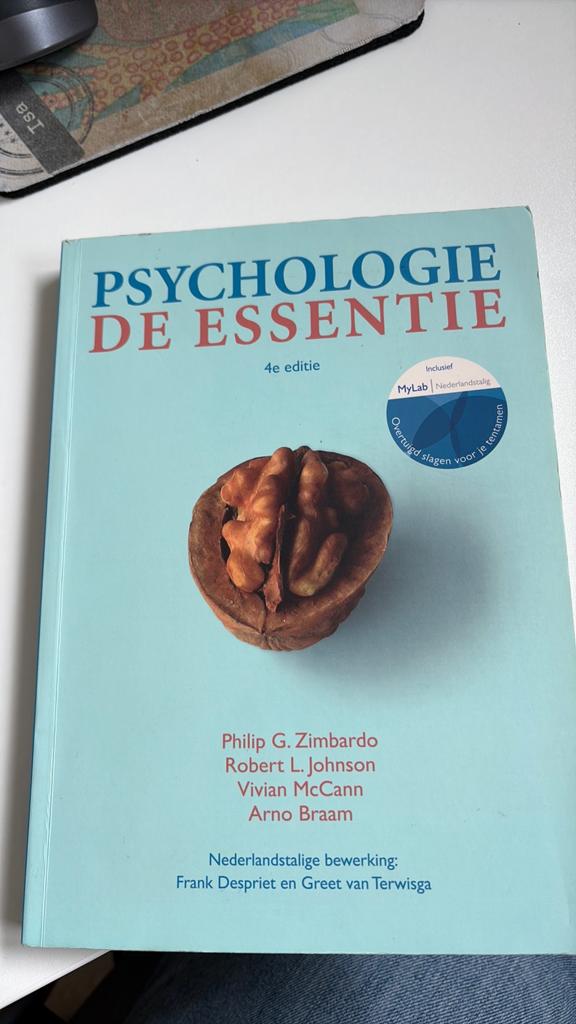 Psychologie de essentie - 4e editie, Boeken, Studieboeken en Cursussen, Ophalen of Verzenden, Gamma, Gelezen, HBO