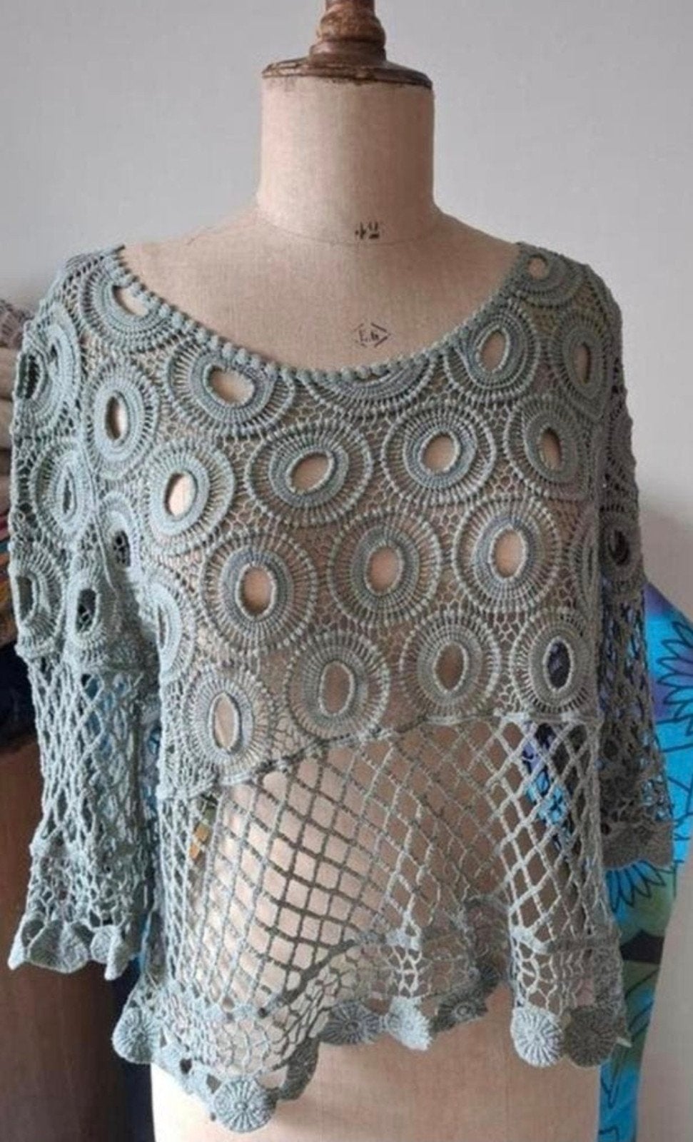 One size gehaakt groen shirt ,3de gratis, Ophalen of Verzenden, Zo goed als nieuw, Maat 38/40 (M), Groen