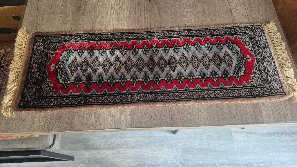 Vintage Perzische tafelloper met franjes (1), 100 cm, Gebruikt, 30 cm, Ophalen of Verzenden
