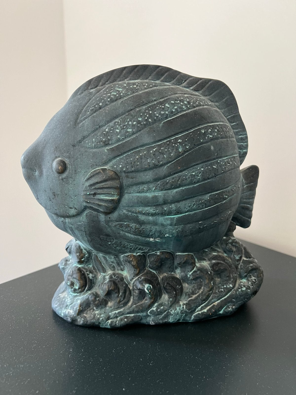 Vintage aardewerk vis sculptuur - Zeeleven decoratie 17,5cm, Antiek en Kunst, Minder dan 20 cm, Ophalen of Verzenden, Zeeleven
