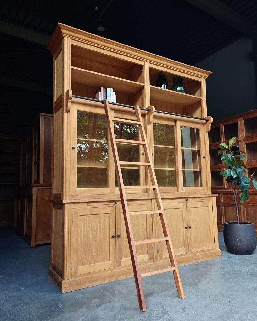 Unieke hoge boekenkast | ladder | Bibliotheekkast teak #2898, Gebruikt, -, 200 cm of meer, -