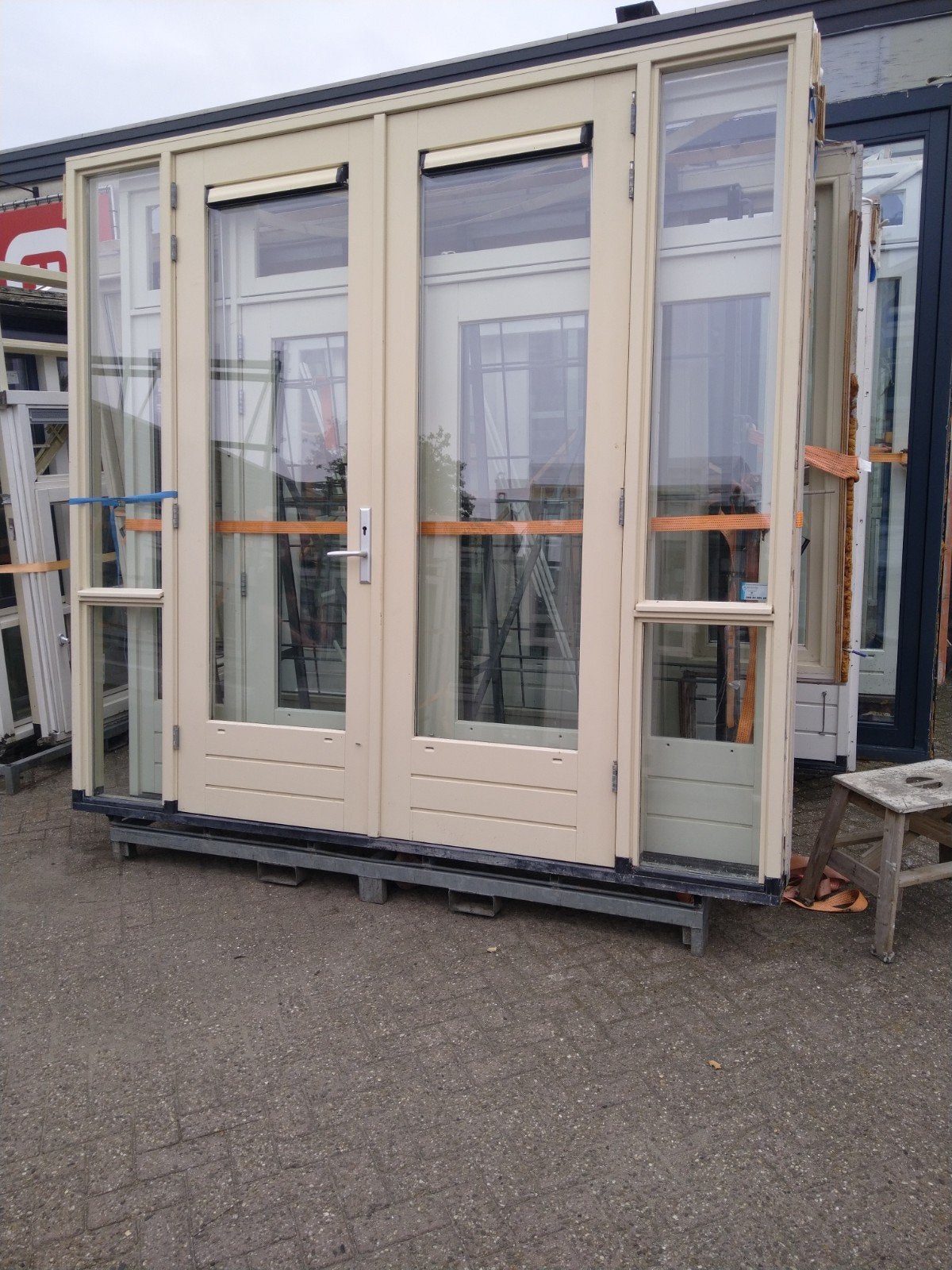 Kozijn met dubbele tuindeuren, Ophalen, 120 cm of meer, 215 cm of meer, Buitendeur