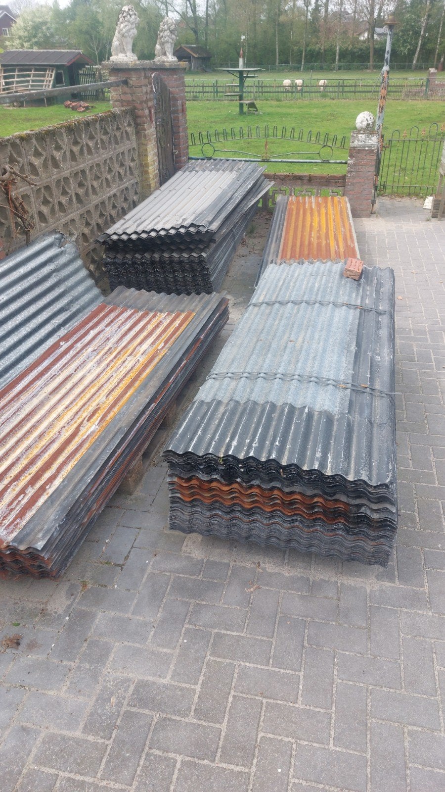 Vintage Stalen Roestige Golfplaten Dakplaten, Ophalen, Gebruikt, Overige kleuren, 15 m² of meer