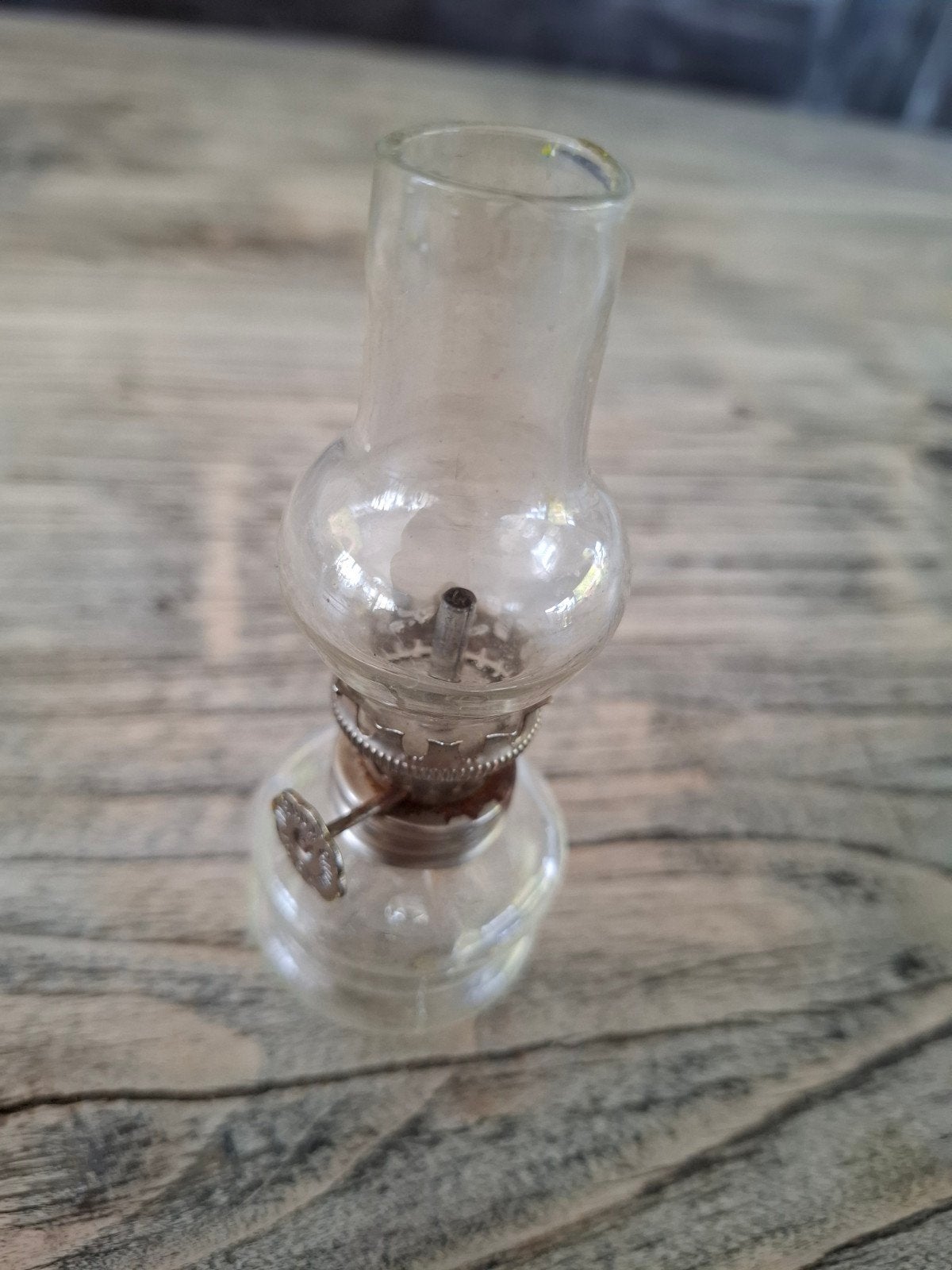 Kleine glazen olielamp - 10 cm hoog, Ophalen of Verzenden
