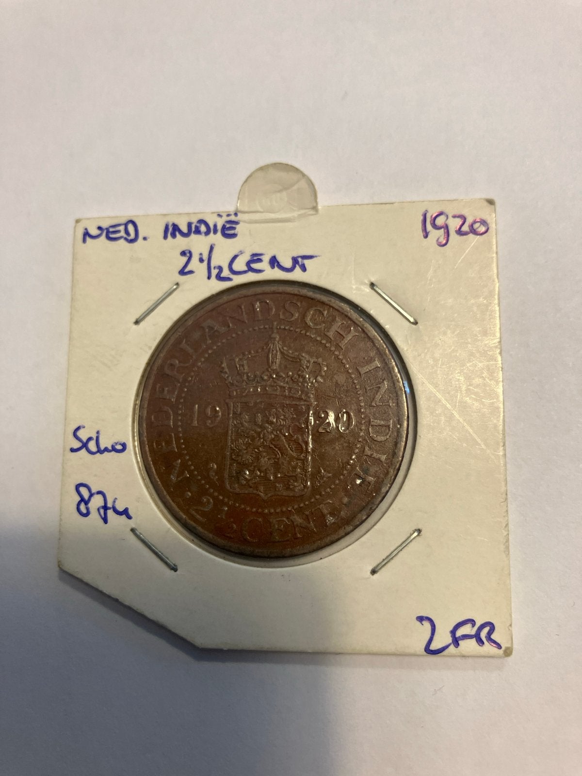Nederlands-Indië 2½ cent 1920, Postzegels en Munten, Verzenden, Koningin Wilhelmina, Overige waardes, Losse munt