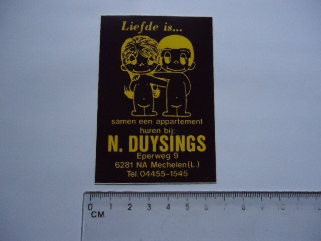 sticker oud Mechelen Limburg DUYSINGS gulpen wittem liefde, Ophalen of Verzenden, Zo goed als nieuw, Bedrijf of Vereniging