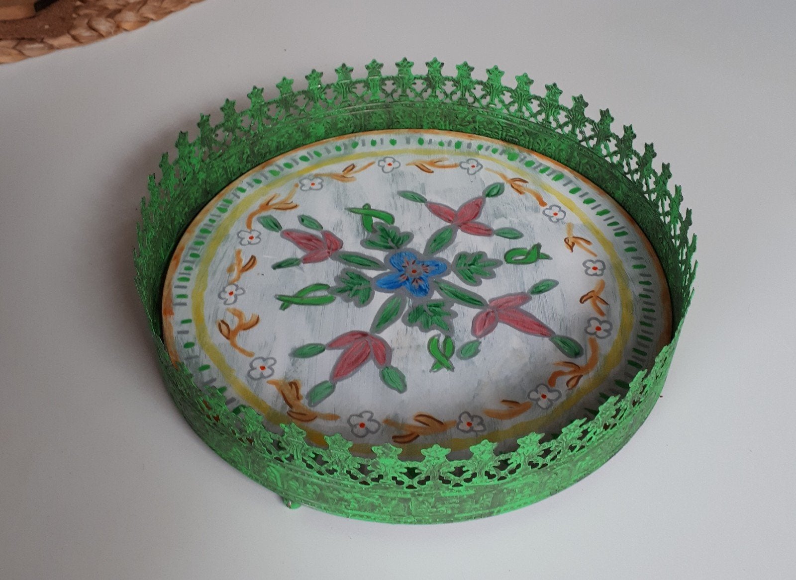 Plateau kaarsenschaal mini dienblad Ibiza Boho stijl, Meerkleurig, Overige materialen, Boho, Ophalen of Verzenden
