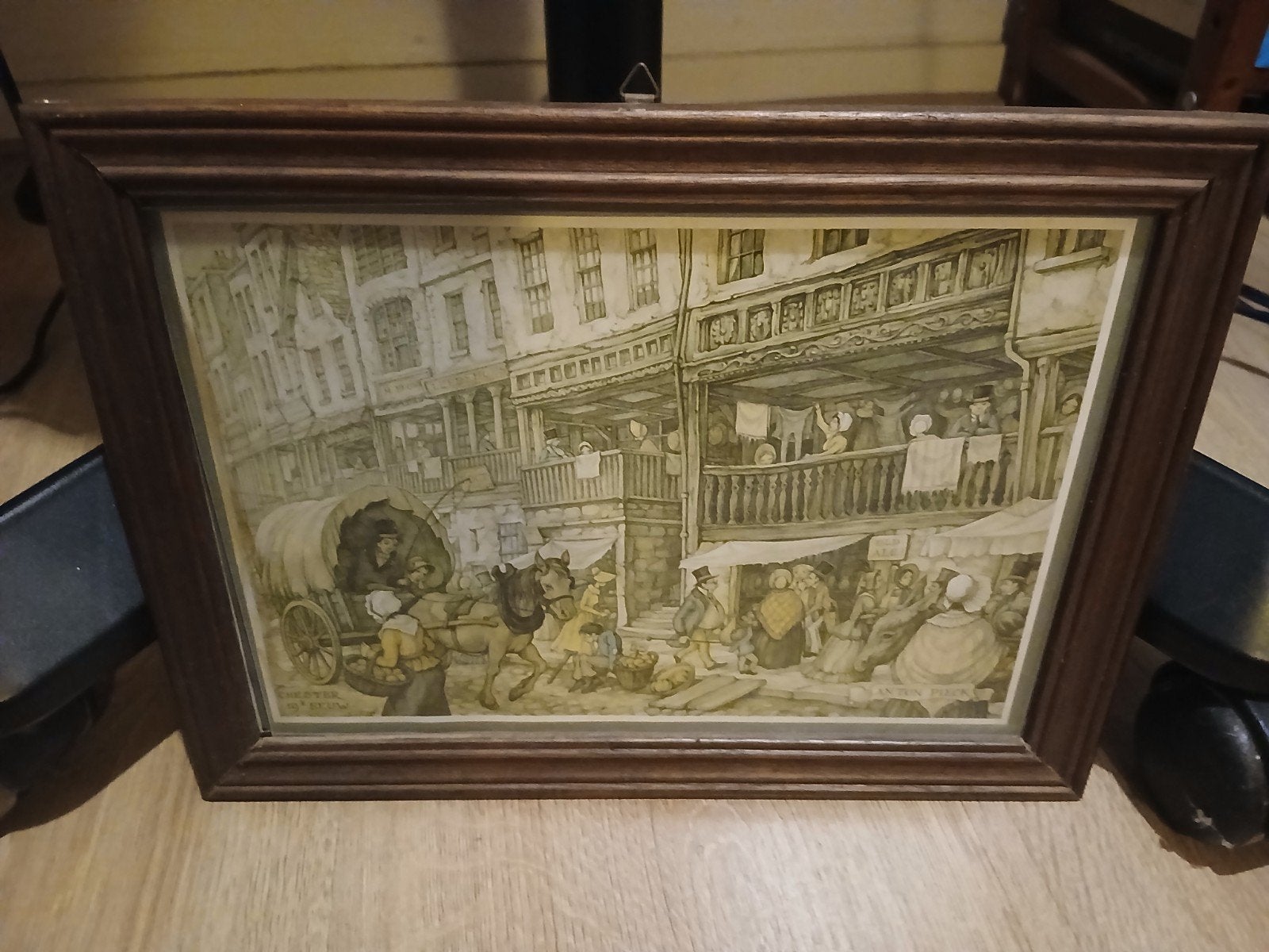 Chester 19de eeuw Anton Pieck, Antiek en Kunst, Kunst | Schilderijen | Klassiek, Ophalen of Verzenden, Klassiek, Print, Ingelijst