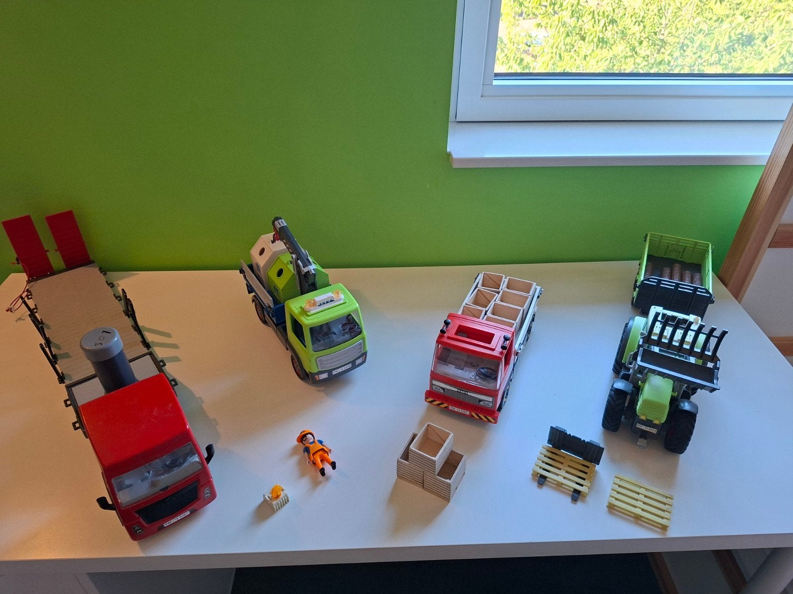 Playmobil voertuigen: tractor, vrachtwagen, dieplader, Ophalen, Gebruikt