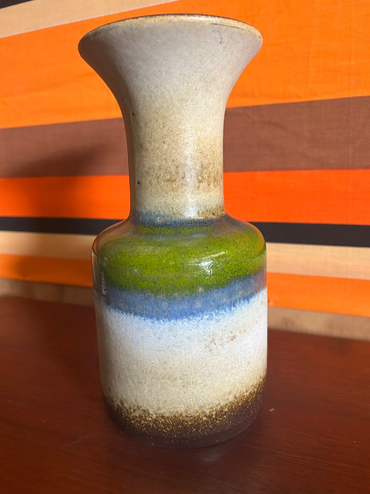 Vintage jaren 70 beige groene Jasba vaas, Ophalen of Verzenden, Huis en Inrichting