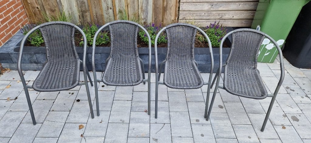 tuinstoelenset 4 stuks, Ophalen, Gebruikt, Aluminium, Stapelbaar