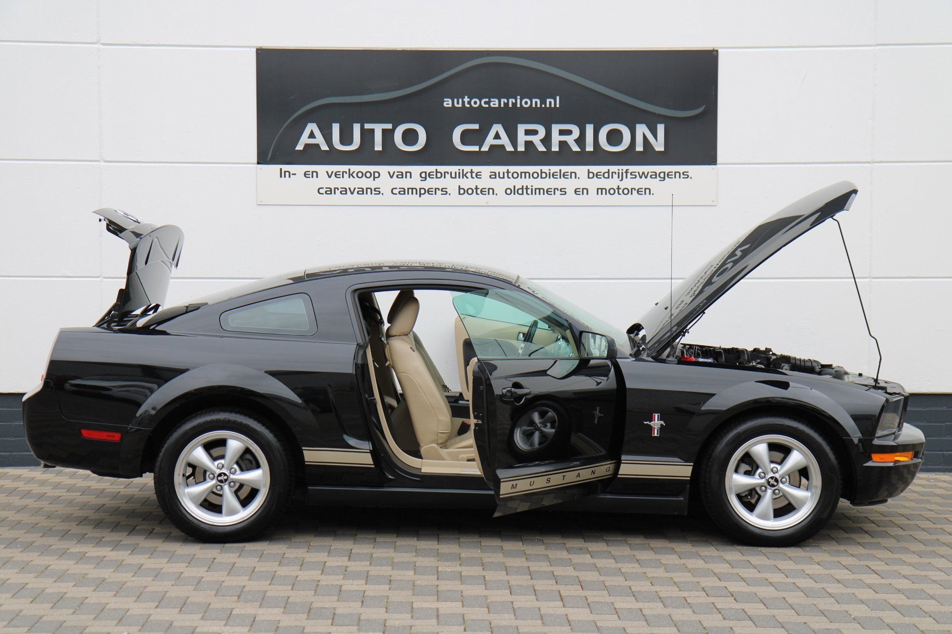 Ford USA Mustang 4.0 V6 214PK Automaat Leder Airco Cruise, Achterwielaandrijving, Gebruikt, Beige, Zwart