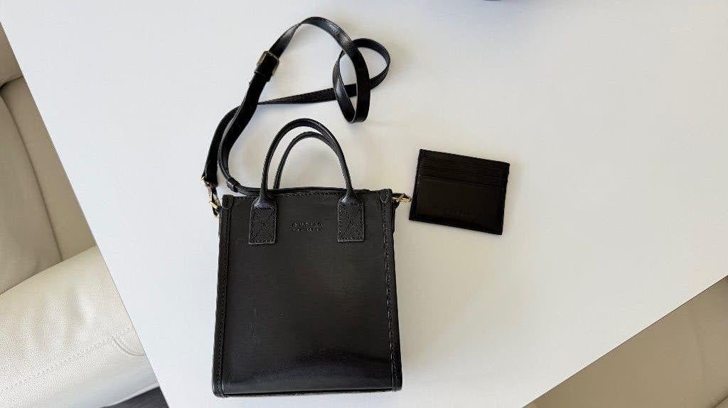 O My Bag leren tas met leren card houder en portemonee, Ophalen of Verzenden, Zo goed als nieuw, Zwart, Handtas