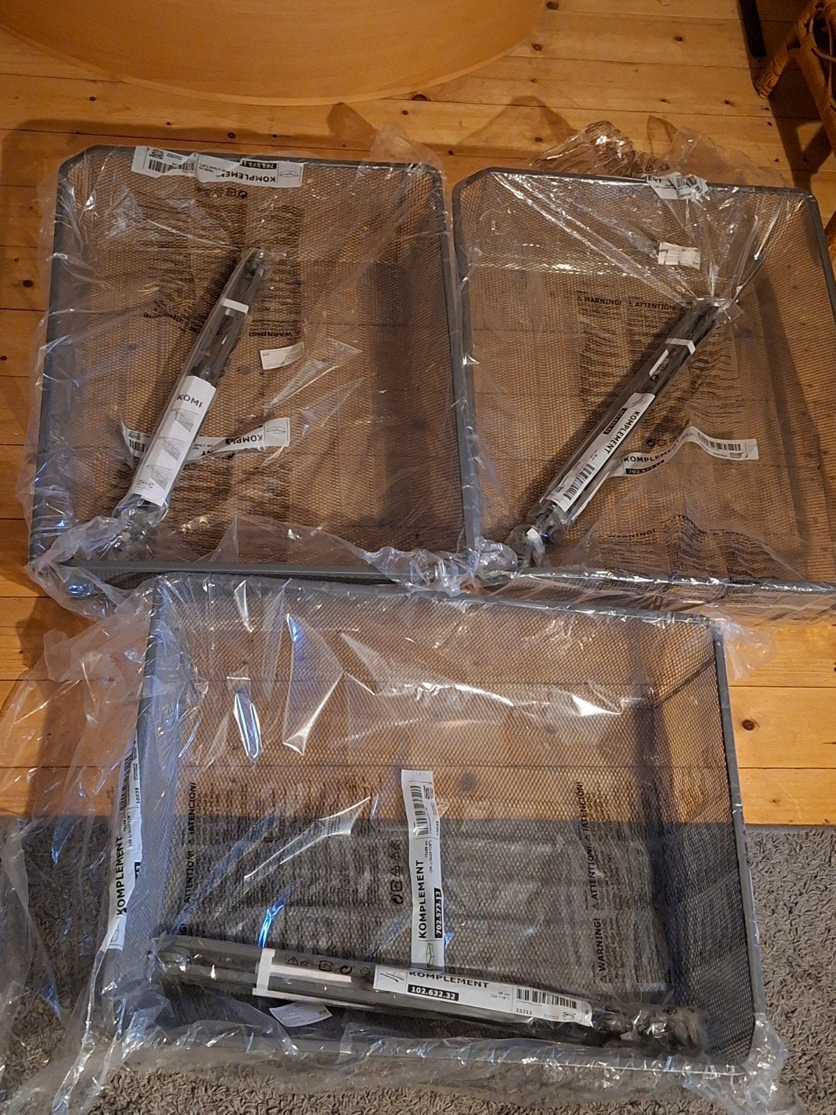 3x IKEA KOMPLEMENT Fijndraadmand met rails, donkergrijs, Ophalen, Nieuw