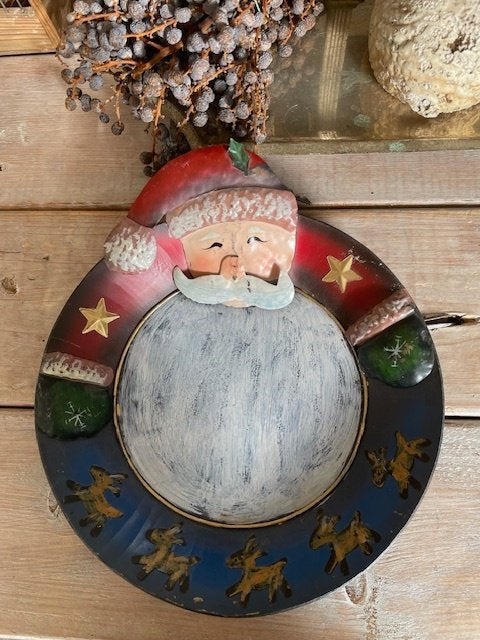 Mooi diep kerstbord / schaal van metaal / blik. Kerstman., Ophalen, Zo goed als nieuw