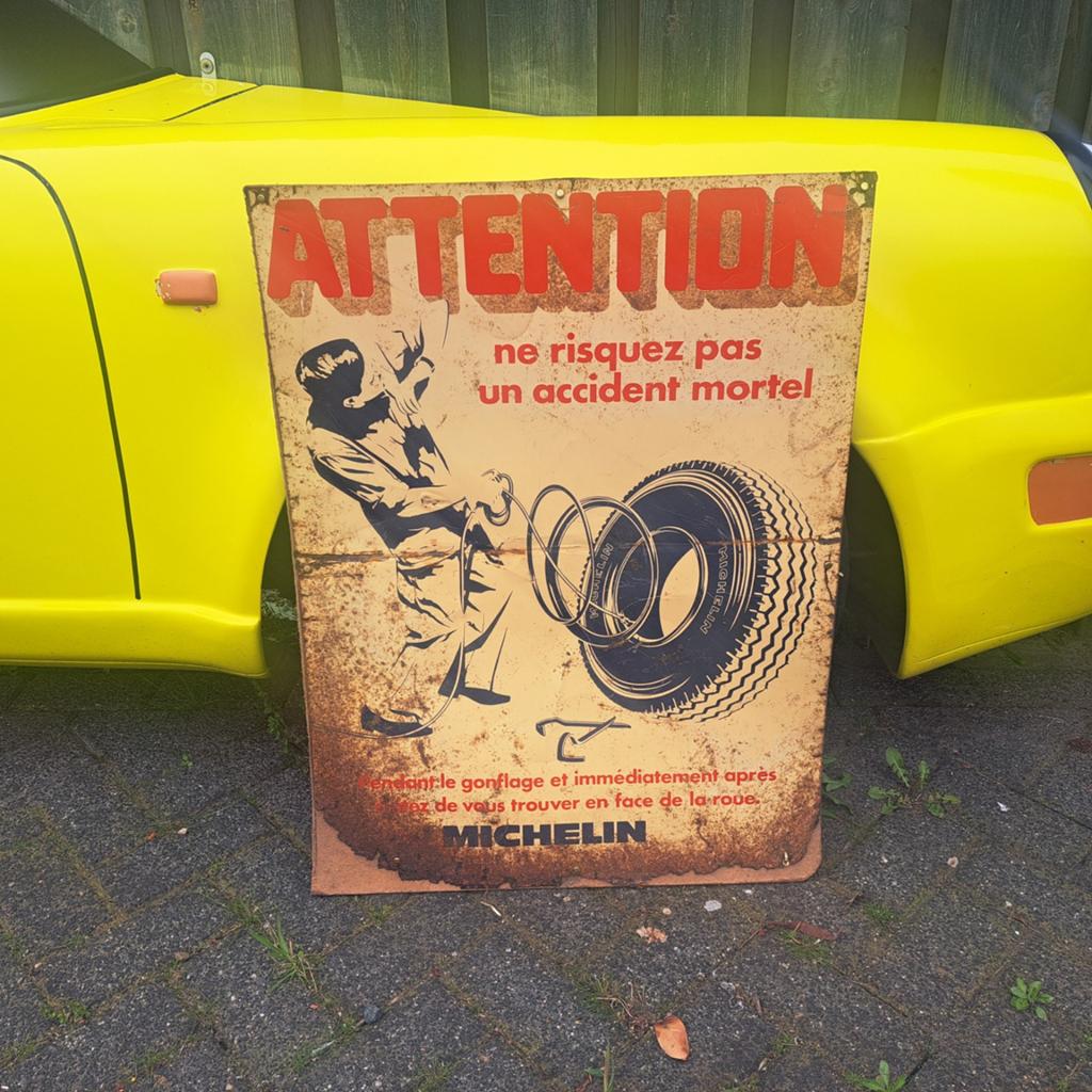 Michelin blikken reclame bord '30, Verzamelen, Merken en Reclamevoorwerpen, Ophalen, Gebruikt, Reclamebord