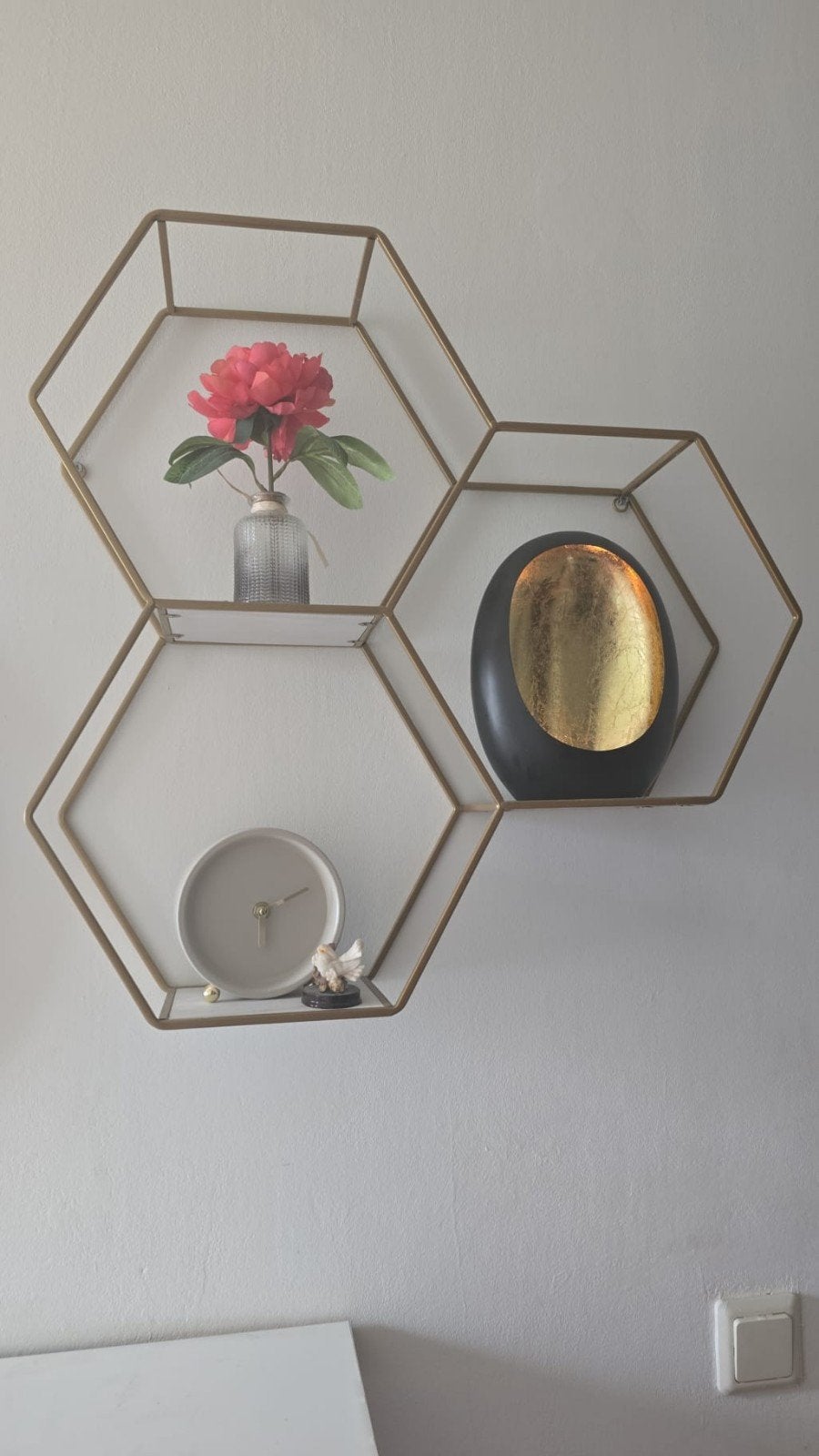 Gouden Hexagon Wandplank - Set van 3, Huis en Inrichting, Woonaccessoires | Wandplanken en Boekenplanken, Ophalen