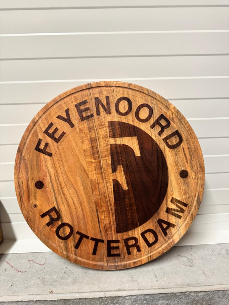 Feyenoord Houten Wanddecoratie - 38x38cm, 4 bedels of meer, Ophalen of Verzenden, Nieuw