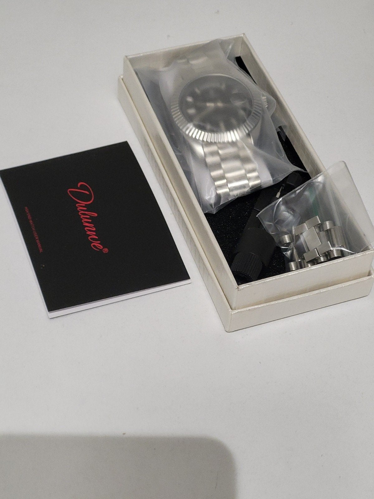 Stijlvol Dulunwe automatisch horloge 41mm - Zo goed als nieu, Ophalen of Verzenden, Zo goed als nieuw, Zwart, Android