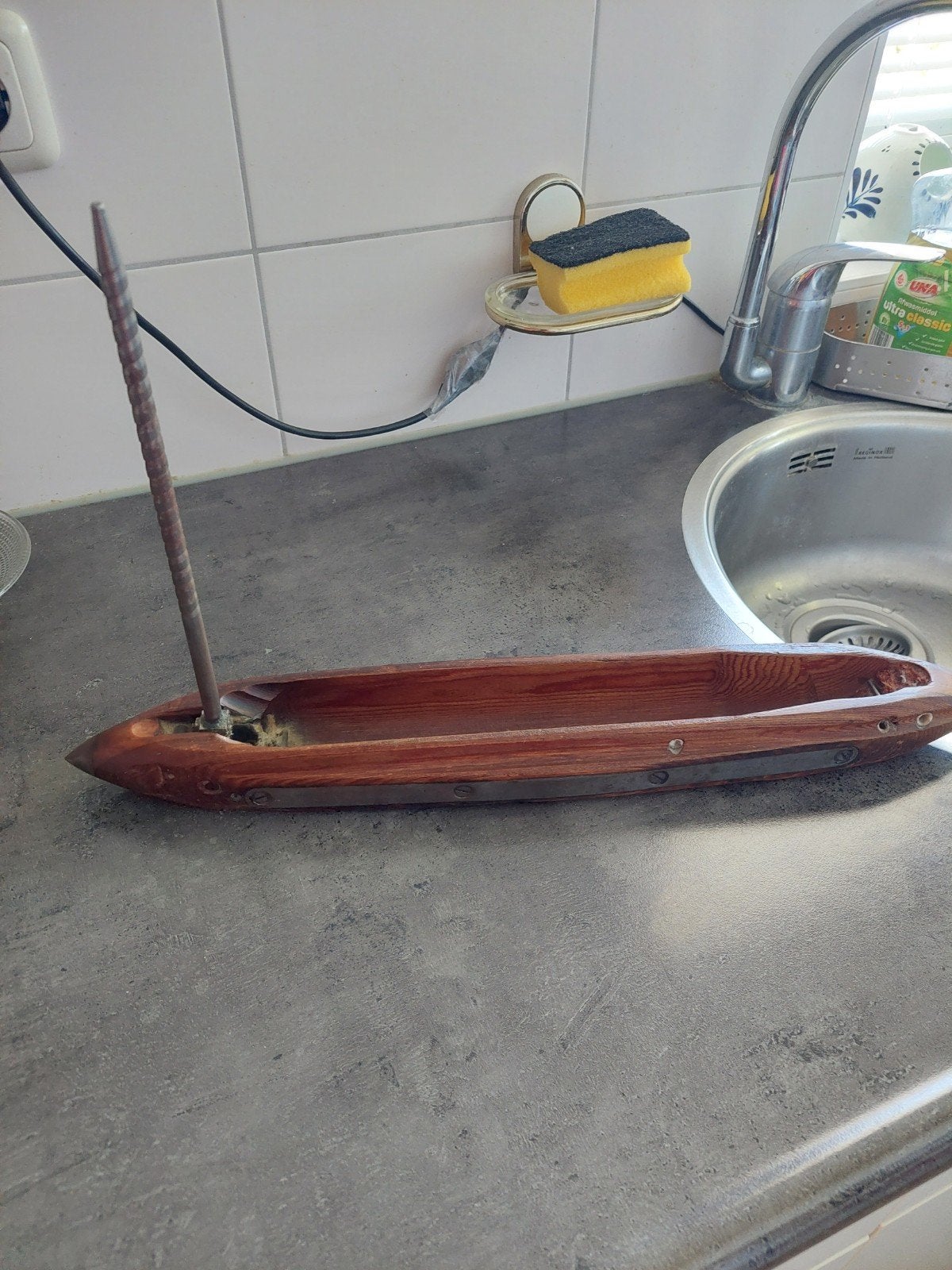 Antieke houten weefspoel - Decoratief object, Antiek en Kunst, Ophalen of Verzenden
