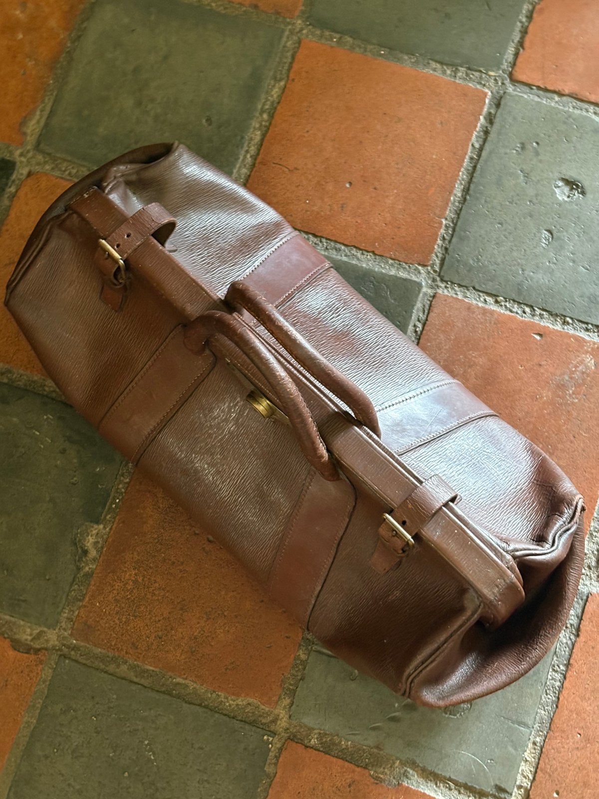 Antieke vintage Gladstone tas., 40 tot 60 cm, 30 cm of meer, Gebruikt, Bruin