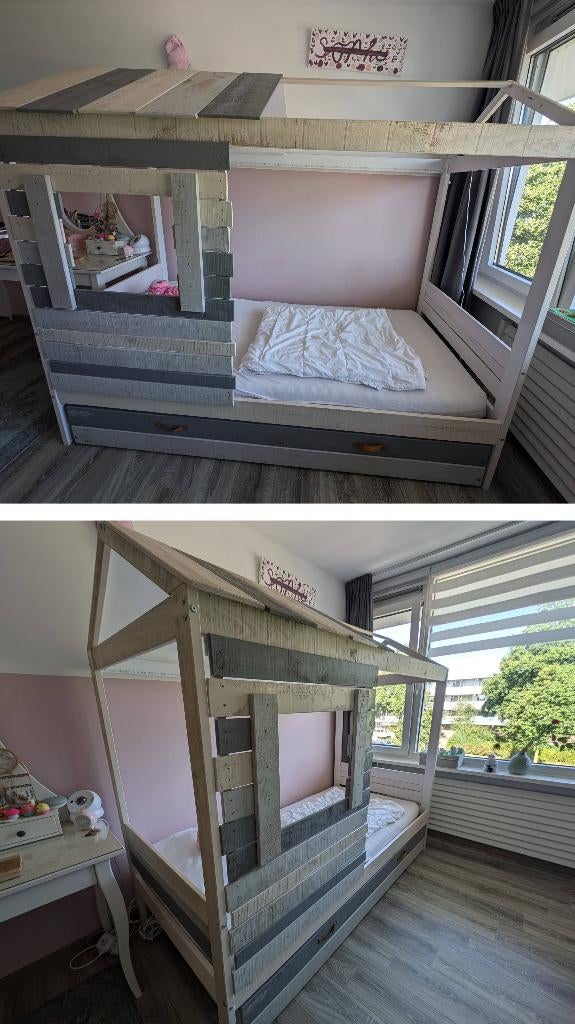 Sfeervol Huisbed (90x200) met Matras en Handige Opberglade, Kinderen en Baby's, Kinderkamer | Bedden, Zo goed als nieuw, 180 cm of meer