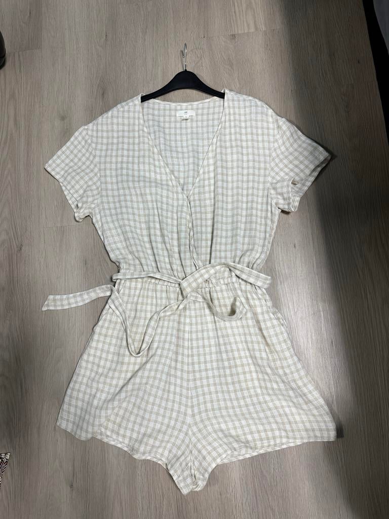 Nieuwe Linnen Katoenen Playsuit Dames EU 42/XL Beige, Ophalen of Verzenden, Nieuw, Maat 46/48 (XL) of groter, Beige