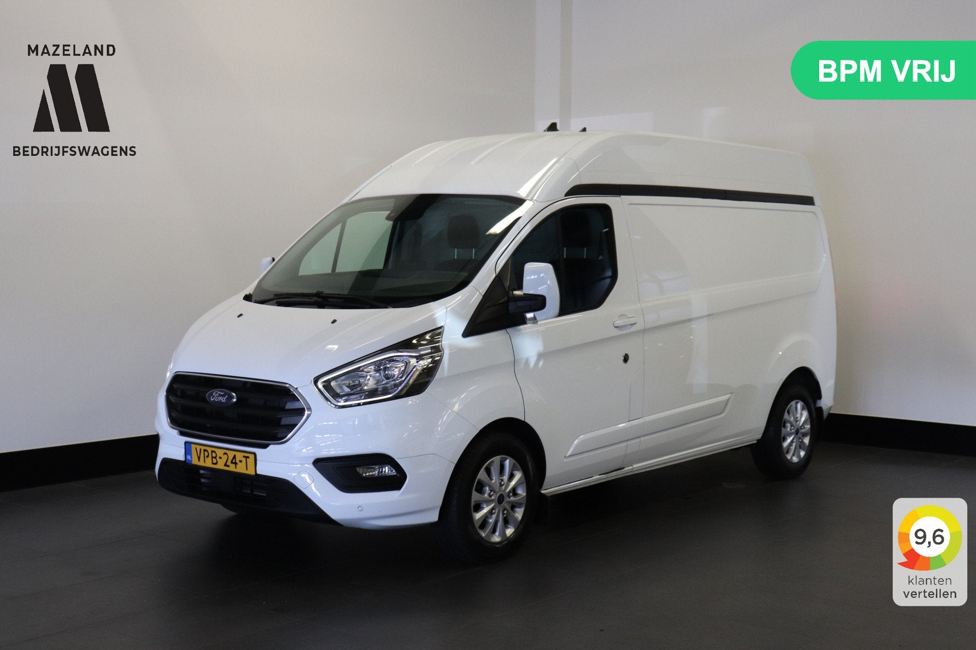 Ford Transit Custom 2.0 TDCI 130PK L2H2 Automaat EURO 6 - Ai, 2095 kg, Stof, 4 cilinders, Wit