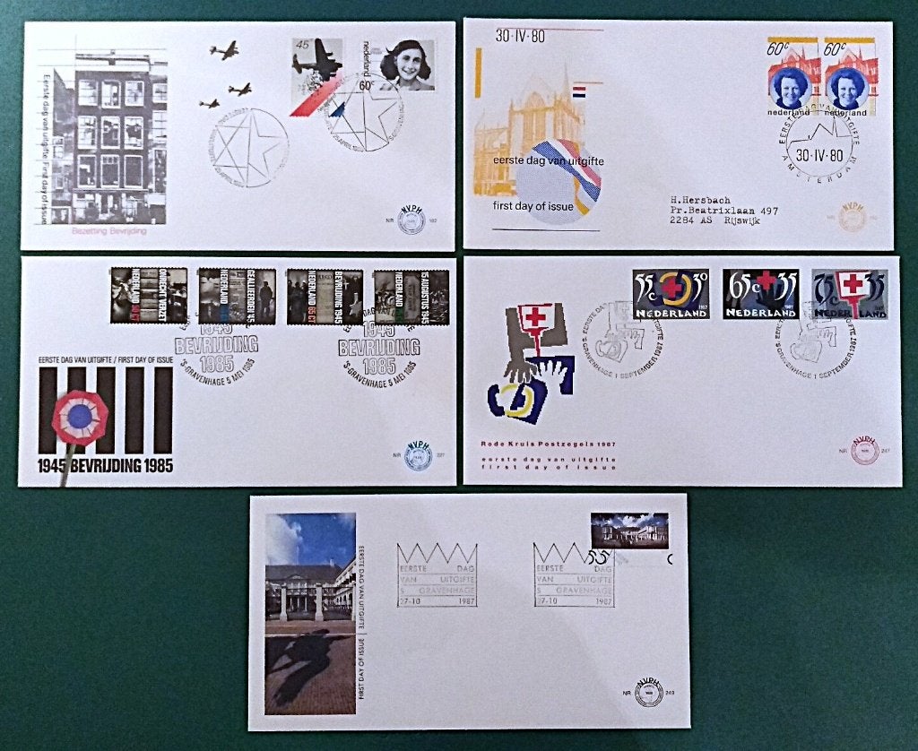 5x FDC / Eerste Dag Envelop 1980/87 #182, 183, 227, 247, 249, Postzegels en Munten, Verzenden, Nederland