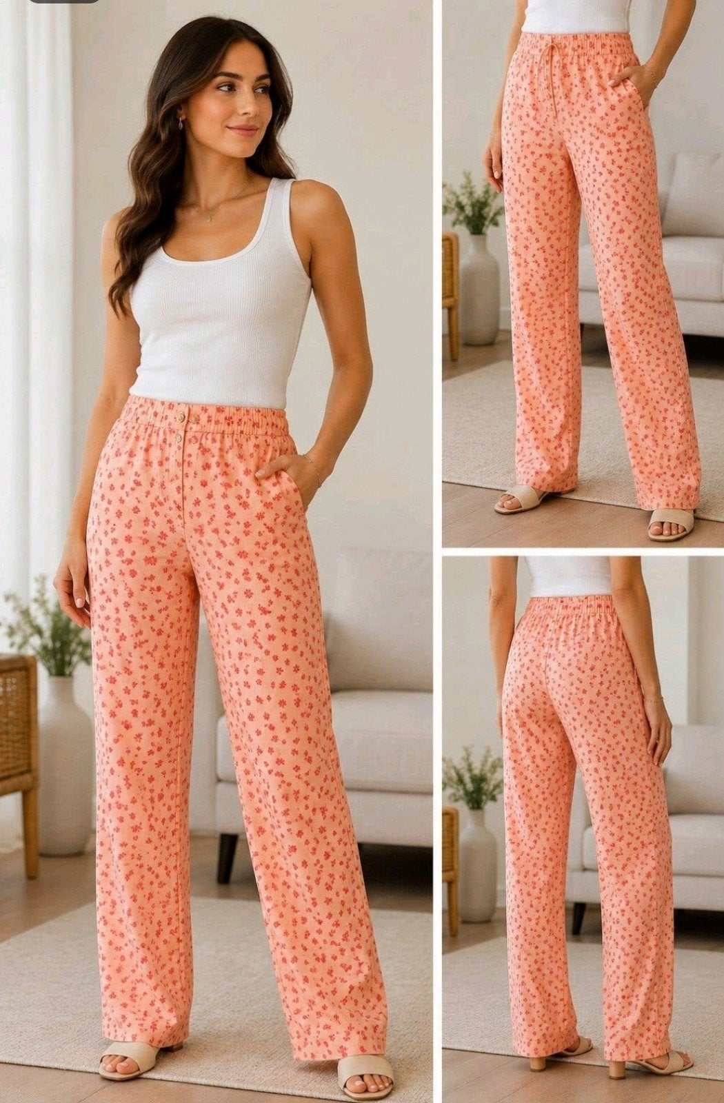 Lofty Manner Zachte Broek met Bloemenprint - Perzik/Roze, Lofty Manner, Ophalen of Verzenden, Roze, Maat 36 (S)