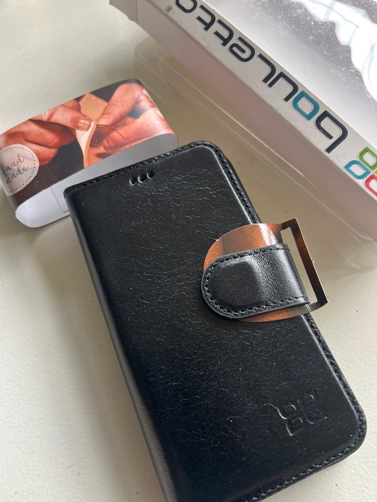 Echt Leren Zwarte Telefoonhoes voor iPhone 12 mini (nieuw!), Zwart, Overige merken, Nieuw, Ophalen of Verzenden